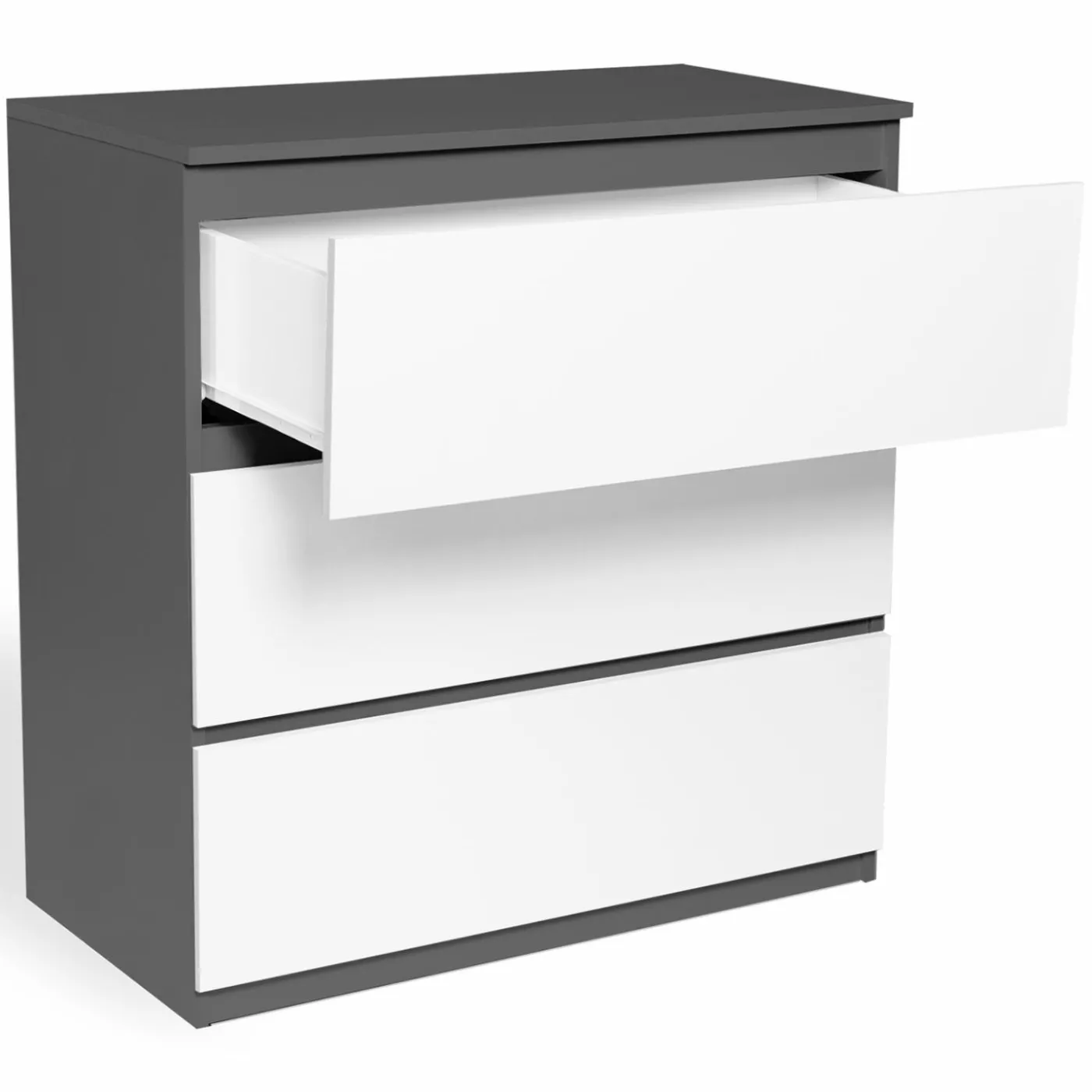 Commode blanche et grise 3 tiroirs