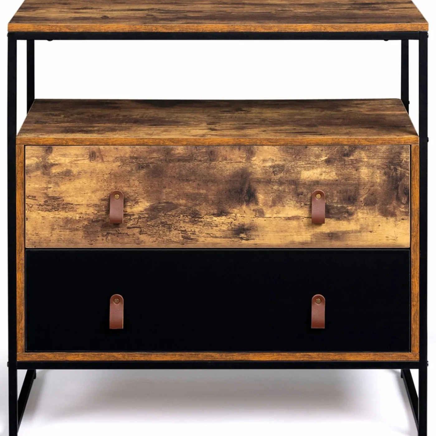 Commode bois et métal avec 2 tiroirs