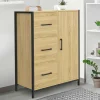 Commode de rangement salle de bain design industriel 3 tiroirs 1 placard