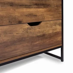Commode design industriel 6 tiroirs bois foncé