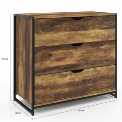 Commode design industriel 3 tiroirs avec étagère
