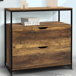 Commode design industriel 2 tiroirs avec étagère