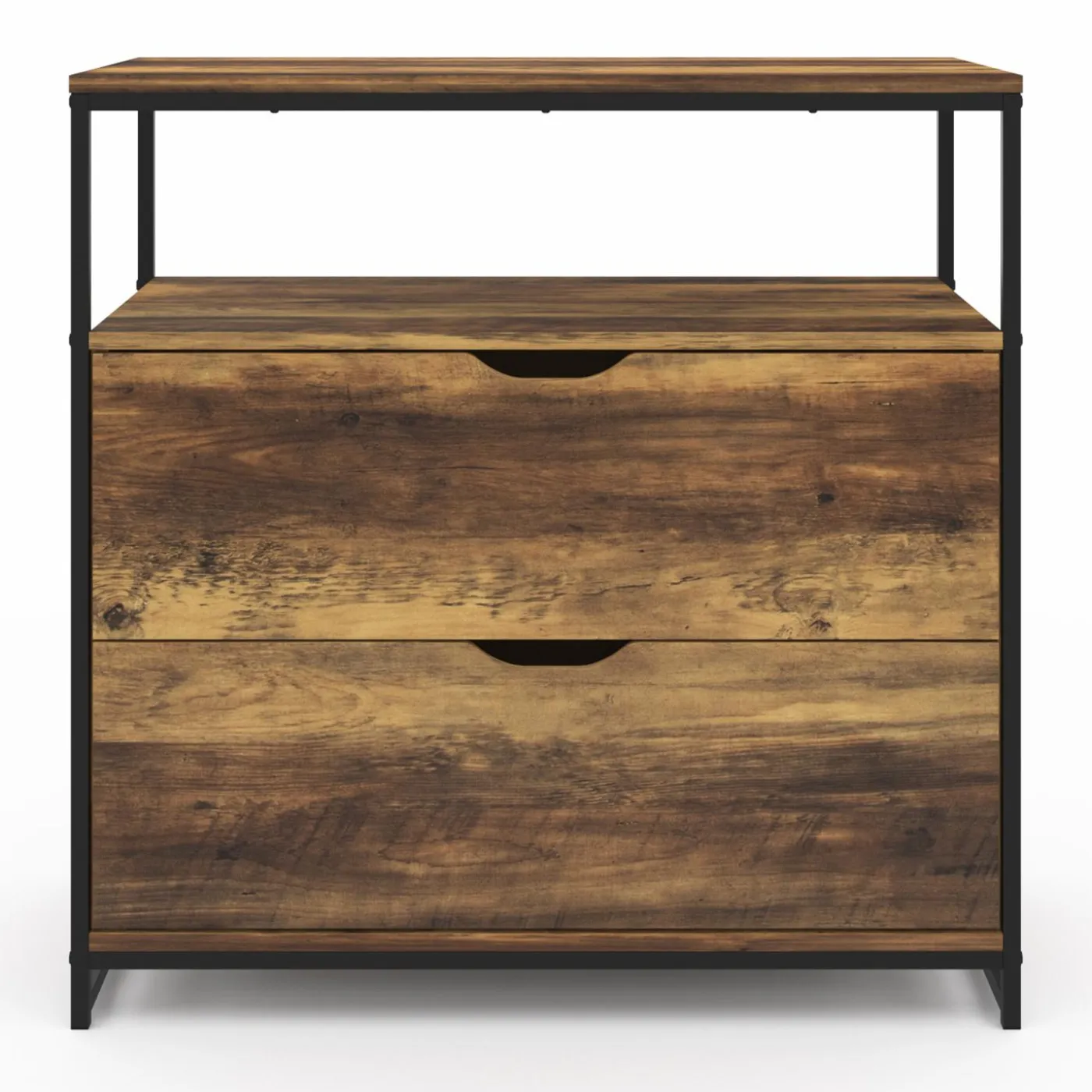 Commode design industriel 2 tiroirs avec étagère