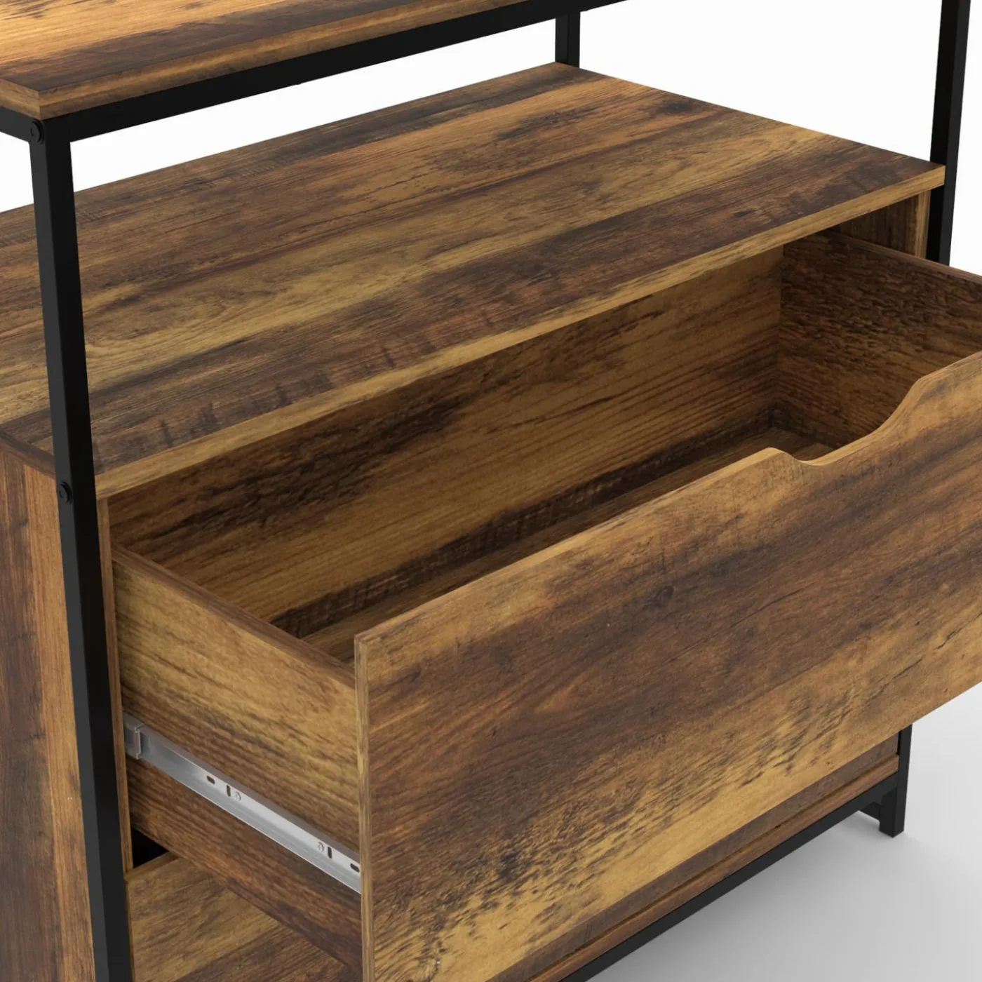 Commode design industriel 2 tiroirs avec étagère