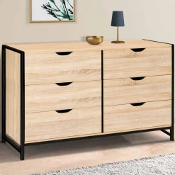Commode design industriel 6 tiroirs 140 cm