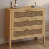 Commode en bois 3 tiroirs cannage 80 cm