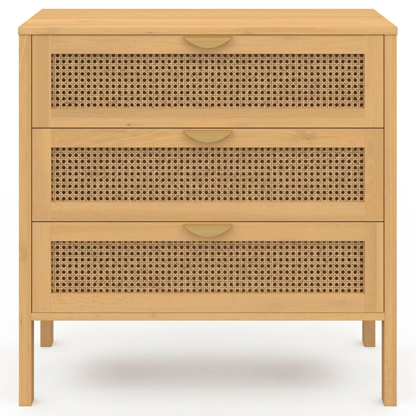 Commode en bois 3 tiroirs cannage 80 cm