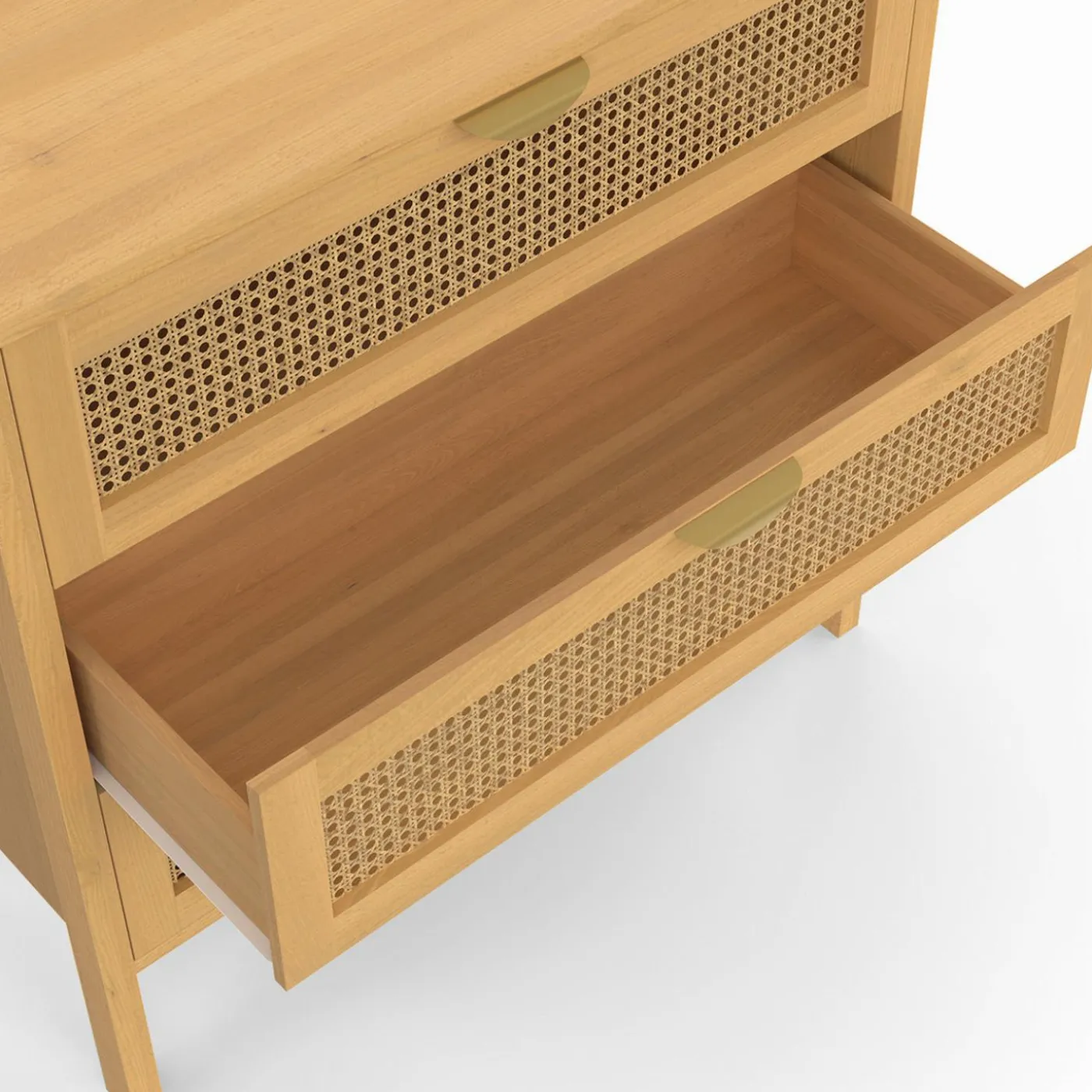 Commode en bois 3 tiroirs cannage 80 cm