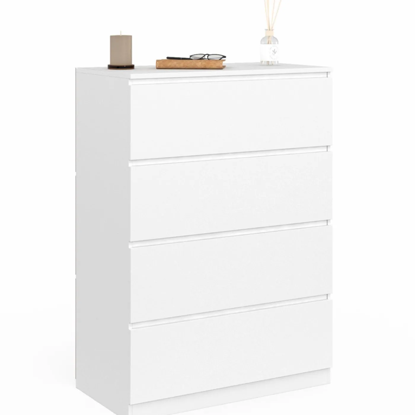Commode en bois blanc avec 4 tiroirs 75 cm