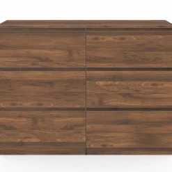 Commode en bois effet noyer avec 6 tiroirs 110 cm