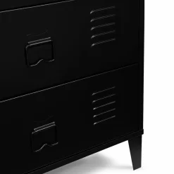 Commode industrielle 3 tiroirs métal noir et hêtre