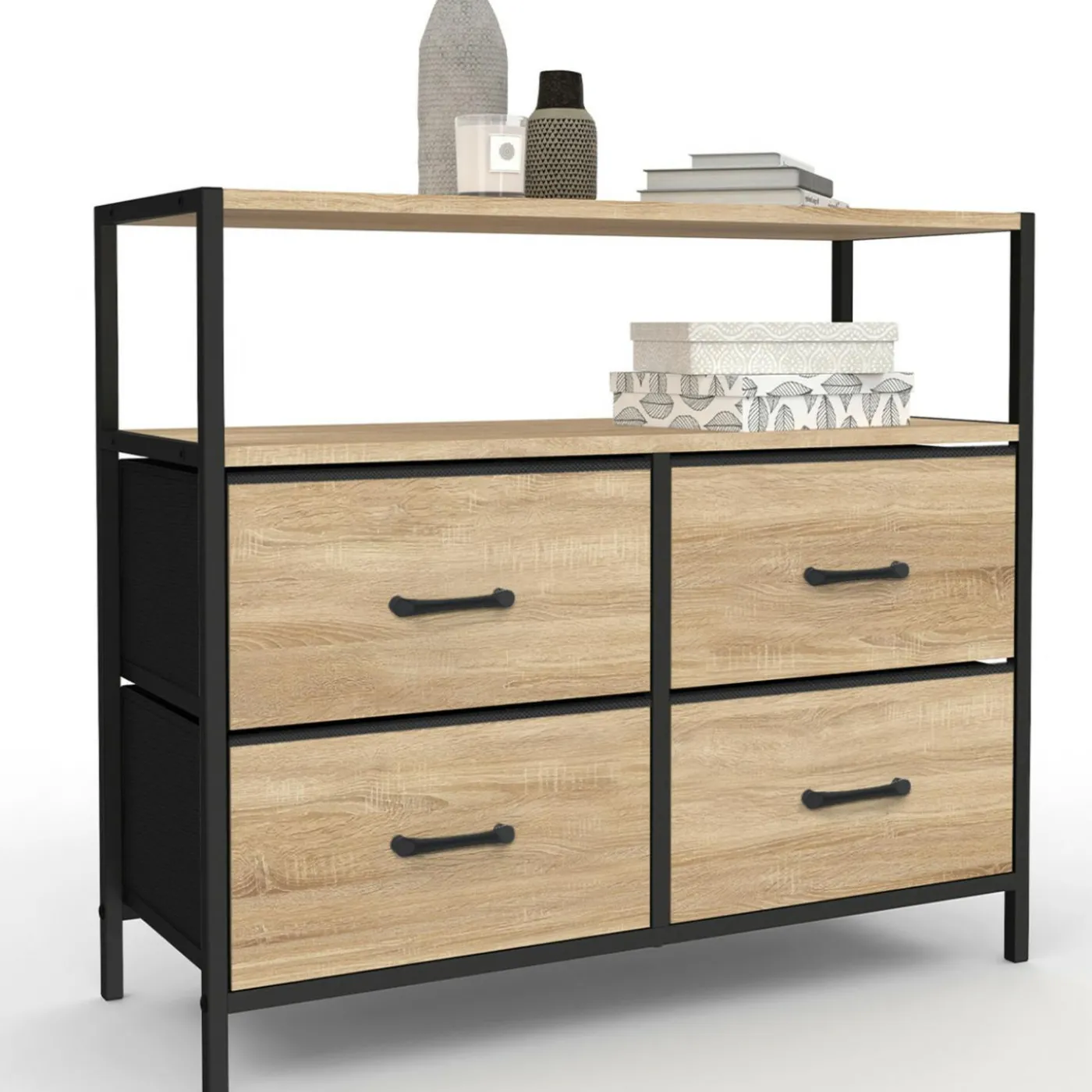 Commode industrielle 4 tiroirs en tissu