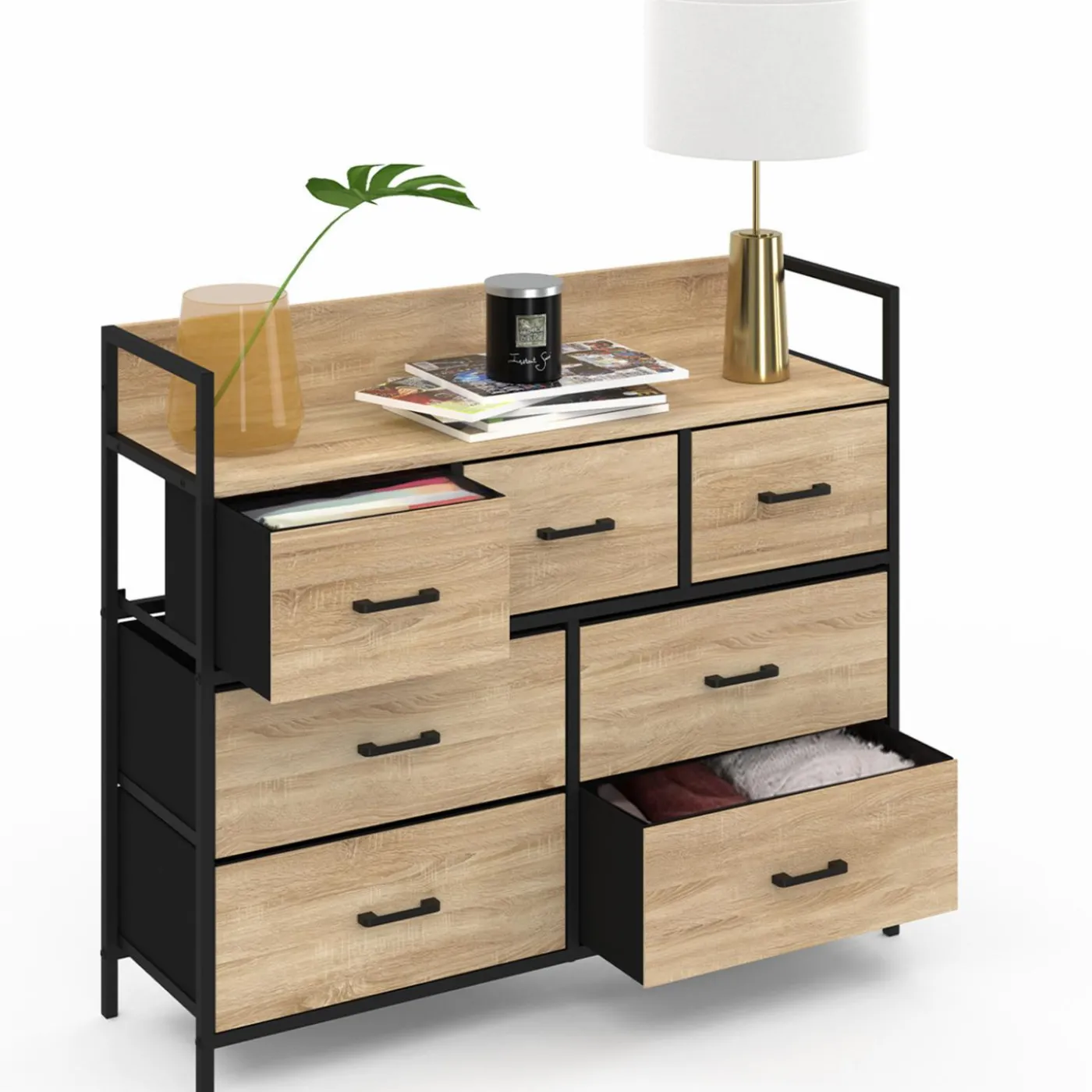 Commode industrielle avec 7 tiroirs en tissu