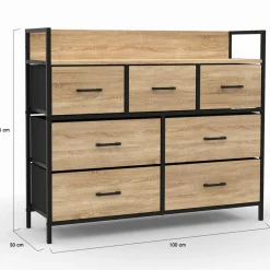 Commode industrielle avec 7 tiroirs en tissu