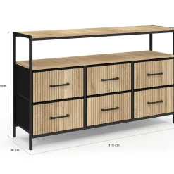 Commode industrielle avec niche effet lattes