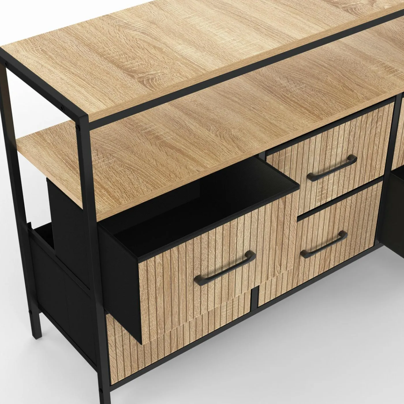 Commode industrielle avec niche effet lattes