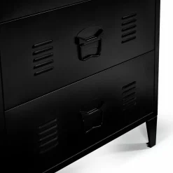 Commode industrielle bois noir 3 tiroirs en métal