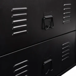 Commode industrielle portes en métal noir avec 4 tiroirs