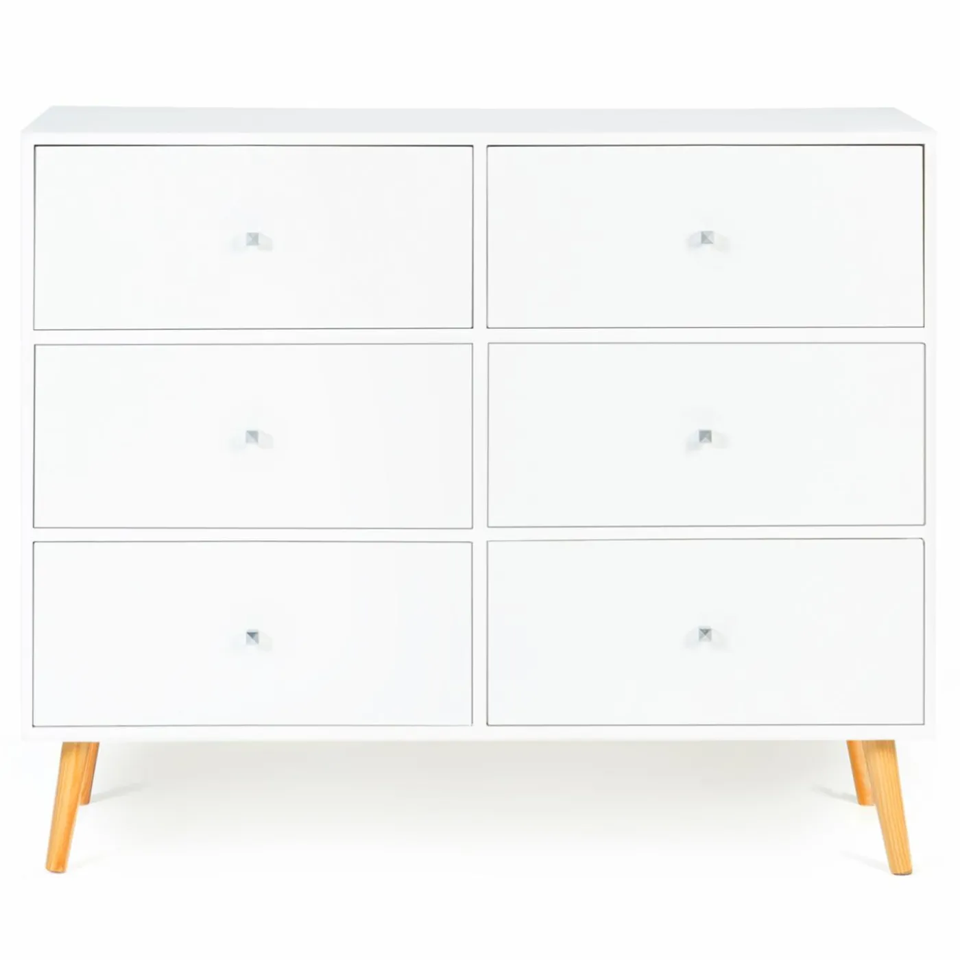 Commode scandinave 6 tiroirs bois blanc