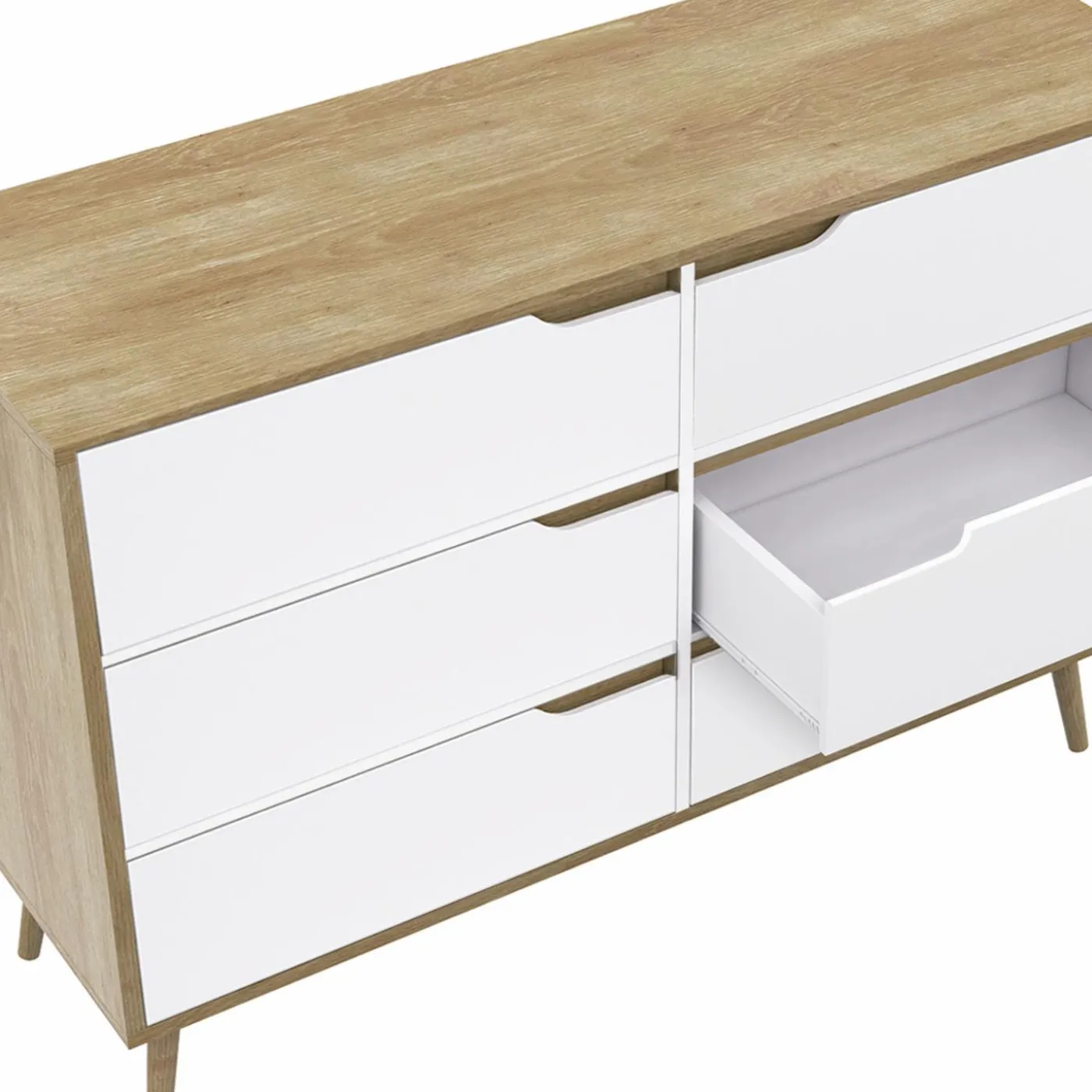Commode scandinave bois et blanc 115cm
