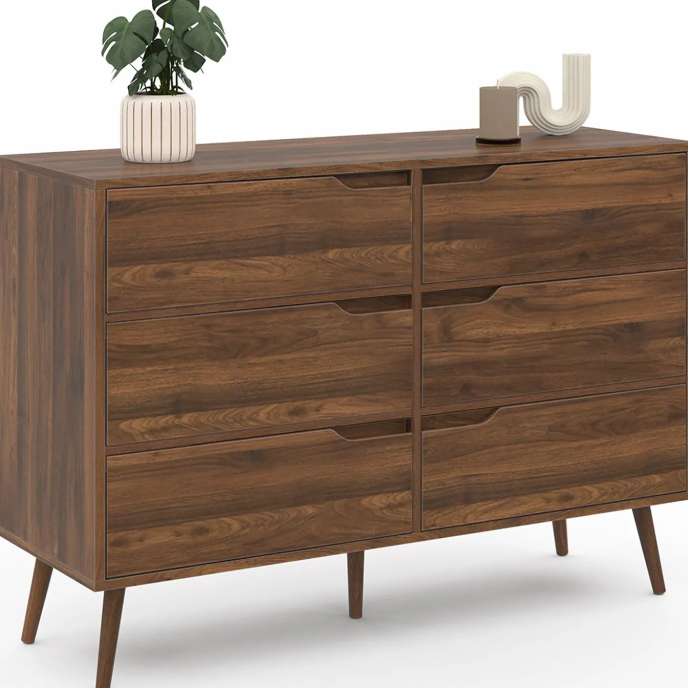 Commode scandinave effet noyer