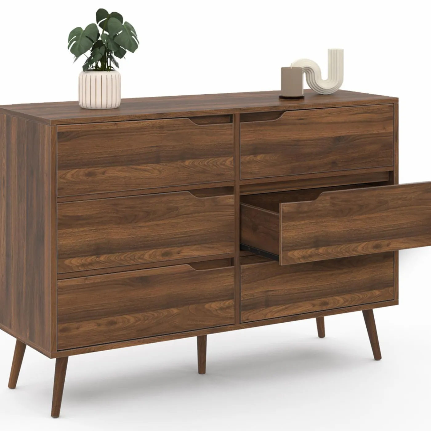 Commode scandinave effet noyer