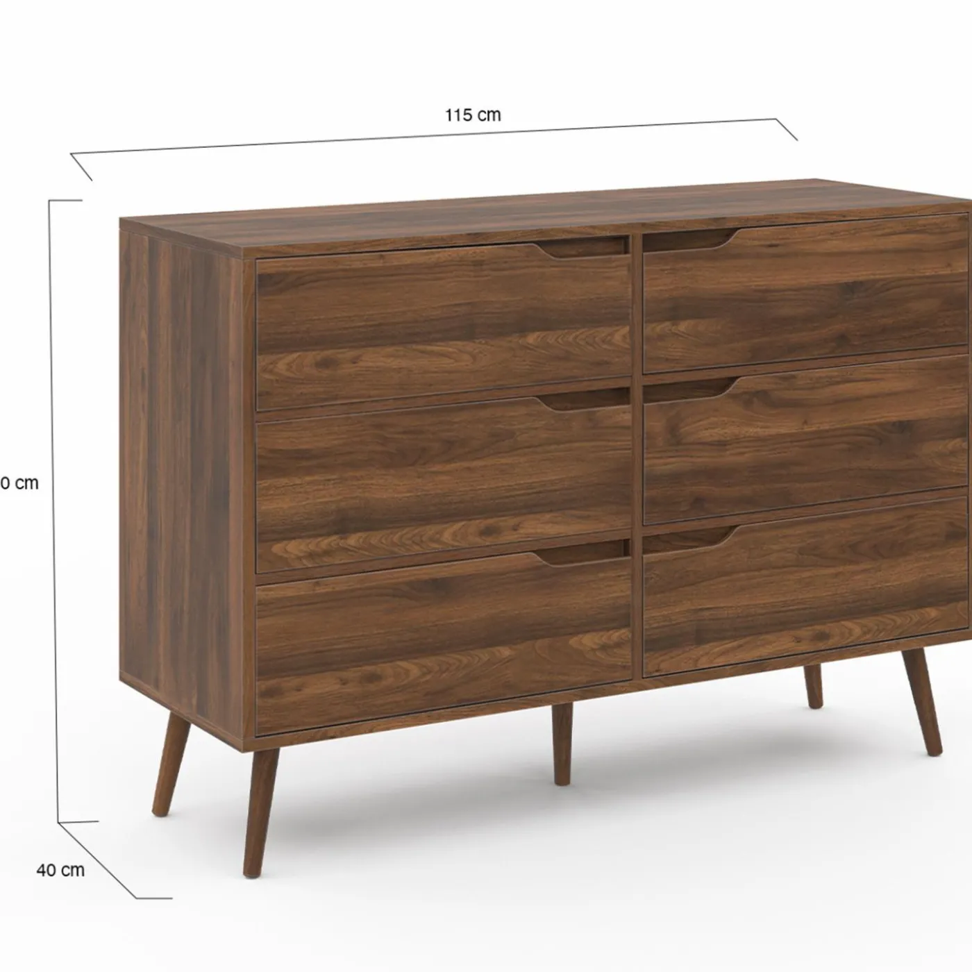 Commode scandinave effet noyer
