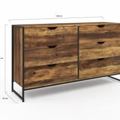 Commode XXL design industriel avec 6 tiroirs