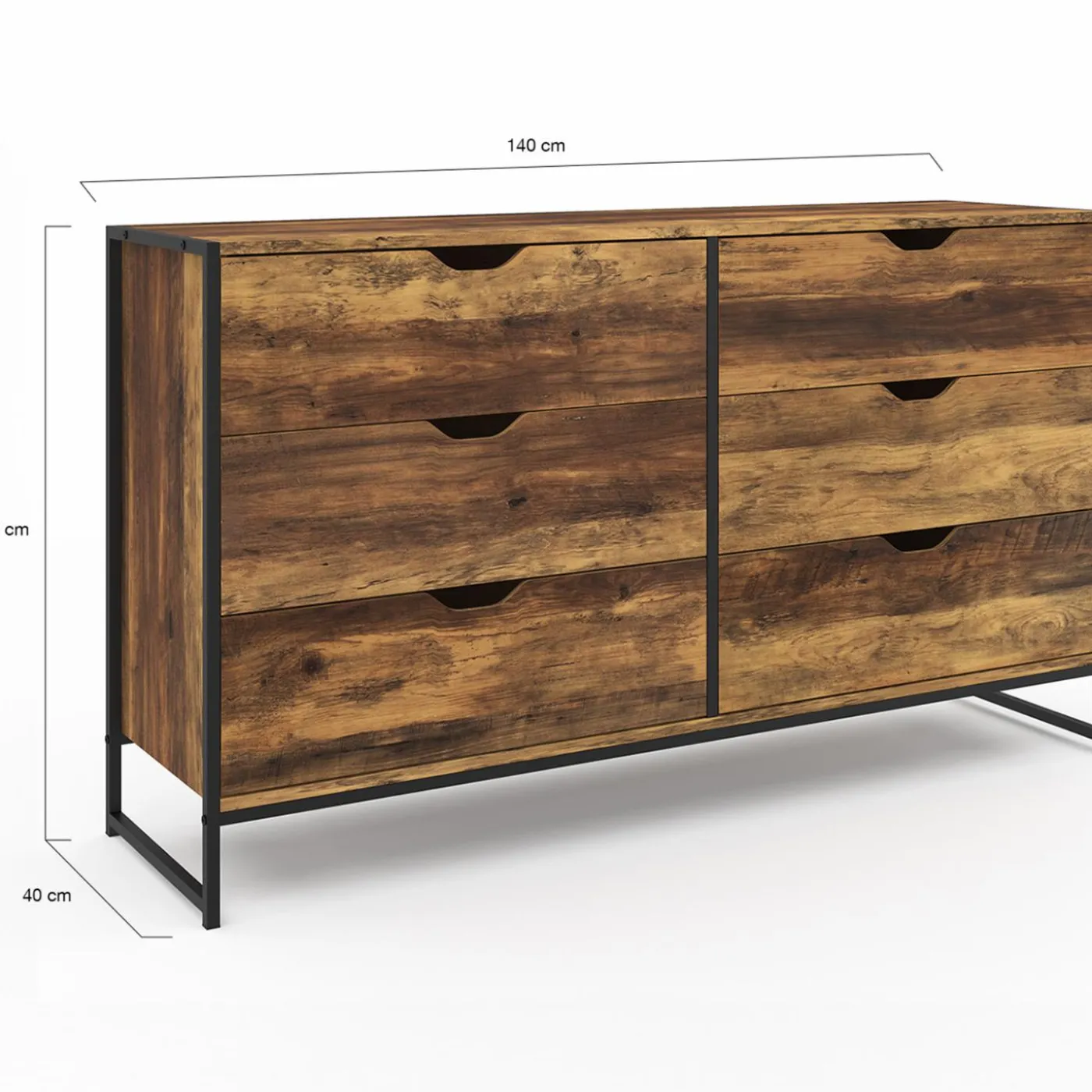 Commode XXL design industriel avec 6 tiroirs