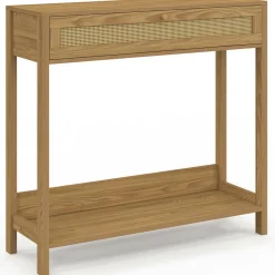 Console 1 tiroir effet naturel cannage