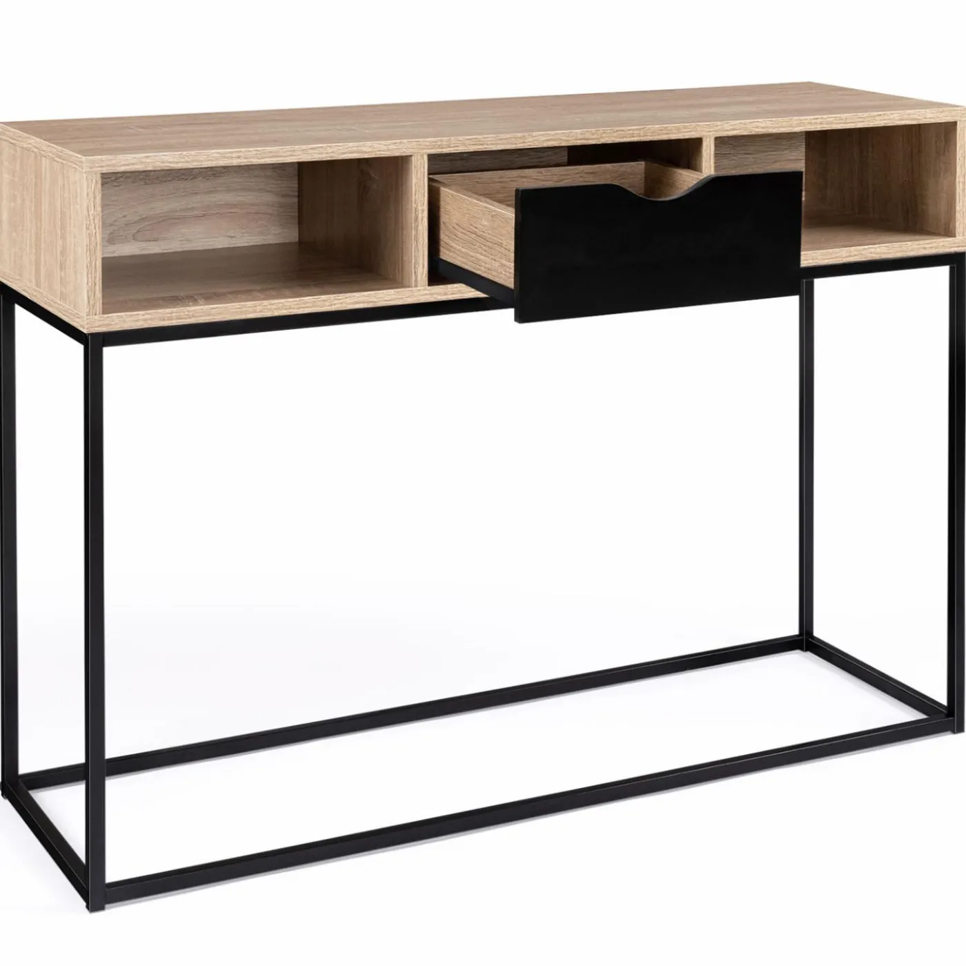 Console 1 tiroir noir avec rangements design industriel