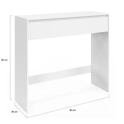 Console bois blanc 1 tiroir design moderne