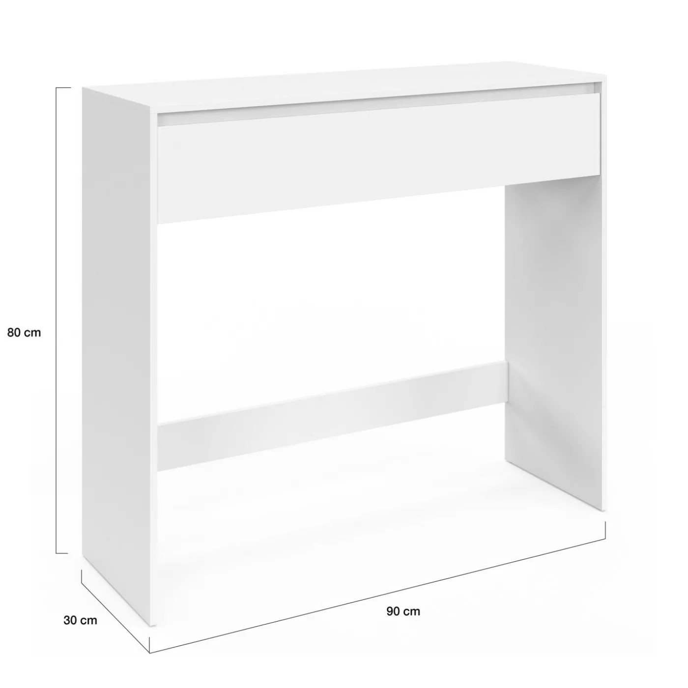 Console bois blanc 1 tiroir design moderne