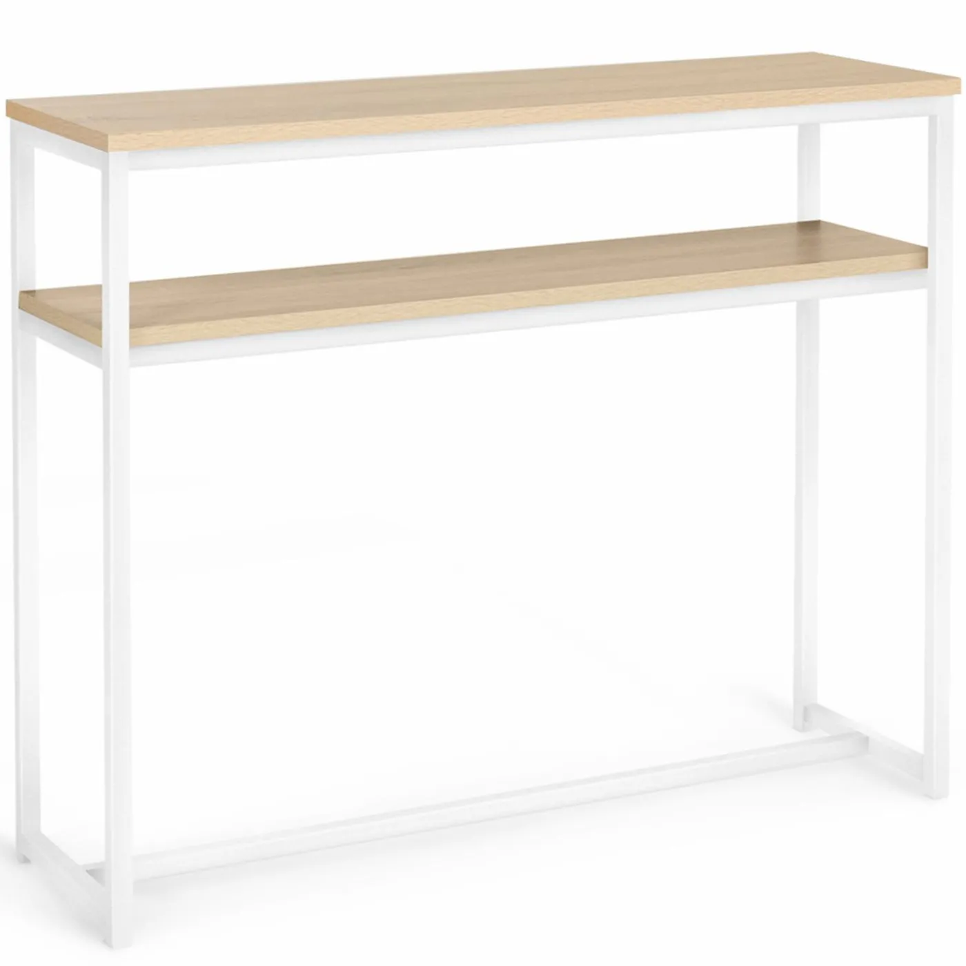 Console bois et métal blanc double plateau 100 cm