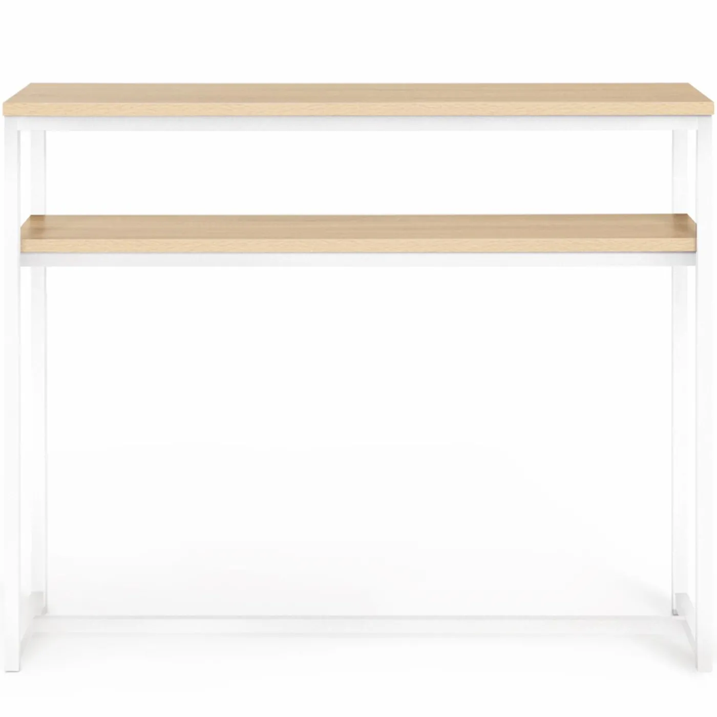 Console bois et métal blanc double plateau 100 cm