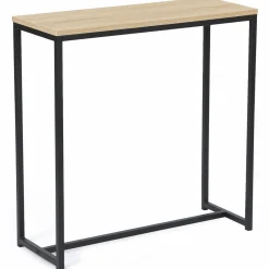 Console bois et métal noir avec miroir 2 bandes design industriel