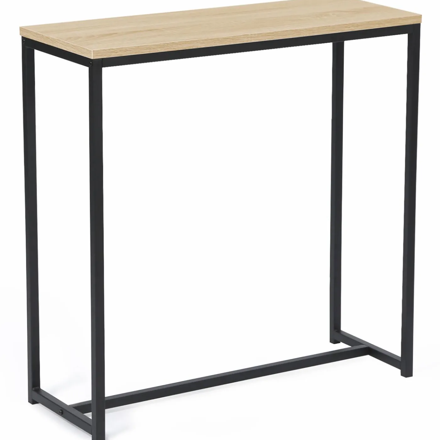 Console bois et métal noir avec miroir 2 bandes design industriel