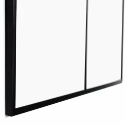 Console bois et métal noir avec miroir 2 bandes design industriel