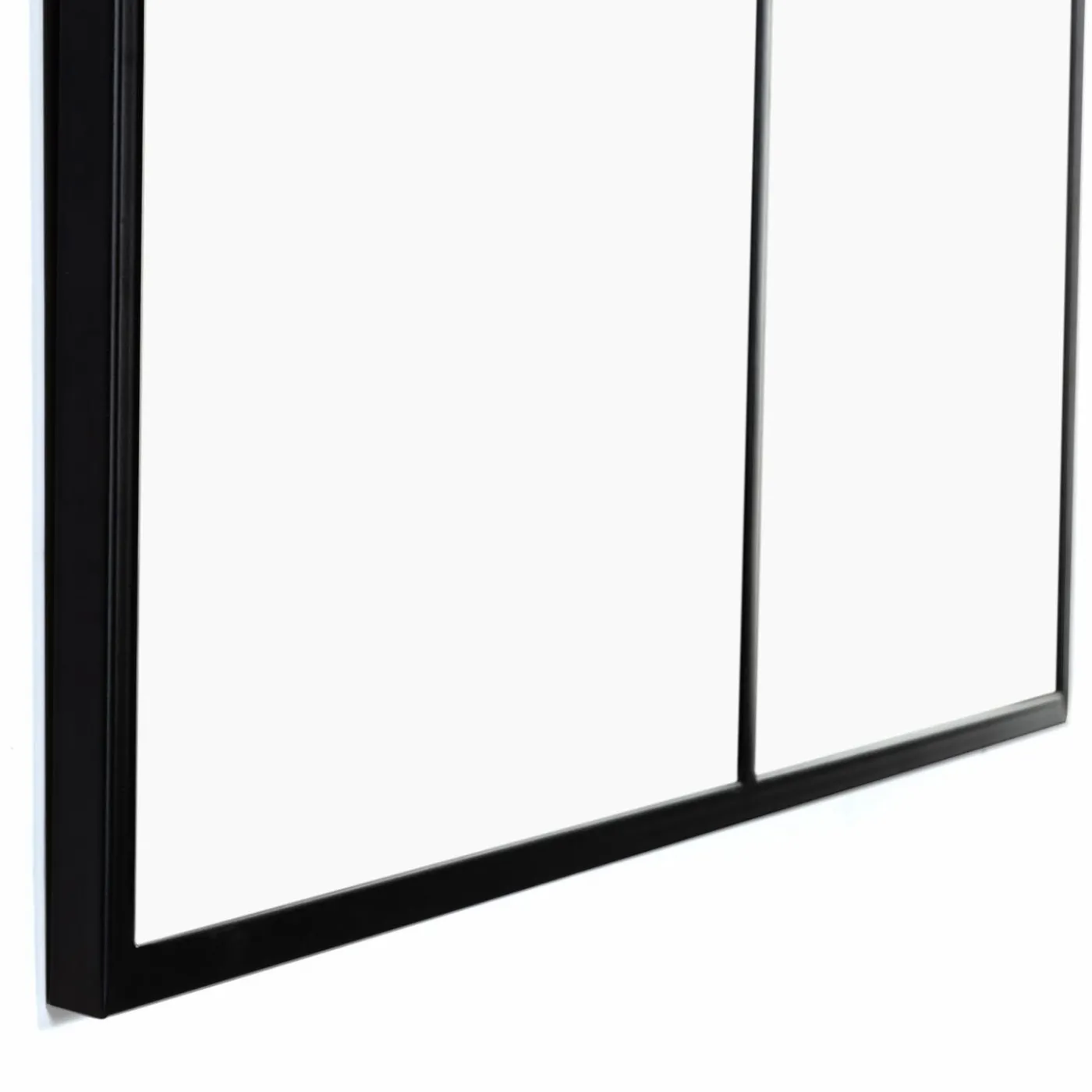 Console bois et métal noir avec miroir 2 bandes design industriel