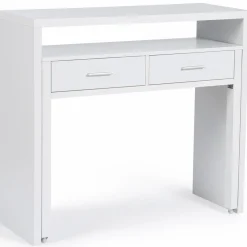 Console bureau extensible blanc