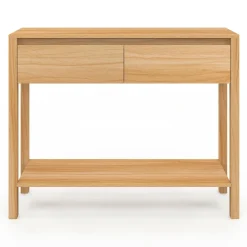 Console effet teck 2 tiroirs 1 étagère