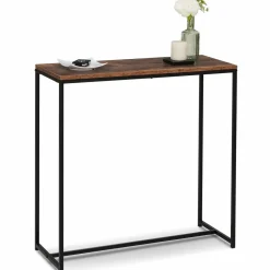 Console industrielle bois effet vieilli et métal noir
