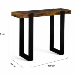 Console noire et bois effet vieilli