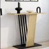 Console plateau bois et pied croisé noir