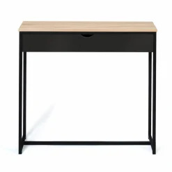 Console style industriel bois et métal 90 cm avec tiroir
