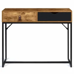 Console style industriel bois et métal 2 tiroirs