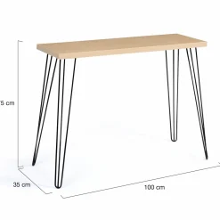 Console vintage bois pieds épingle