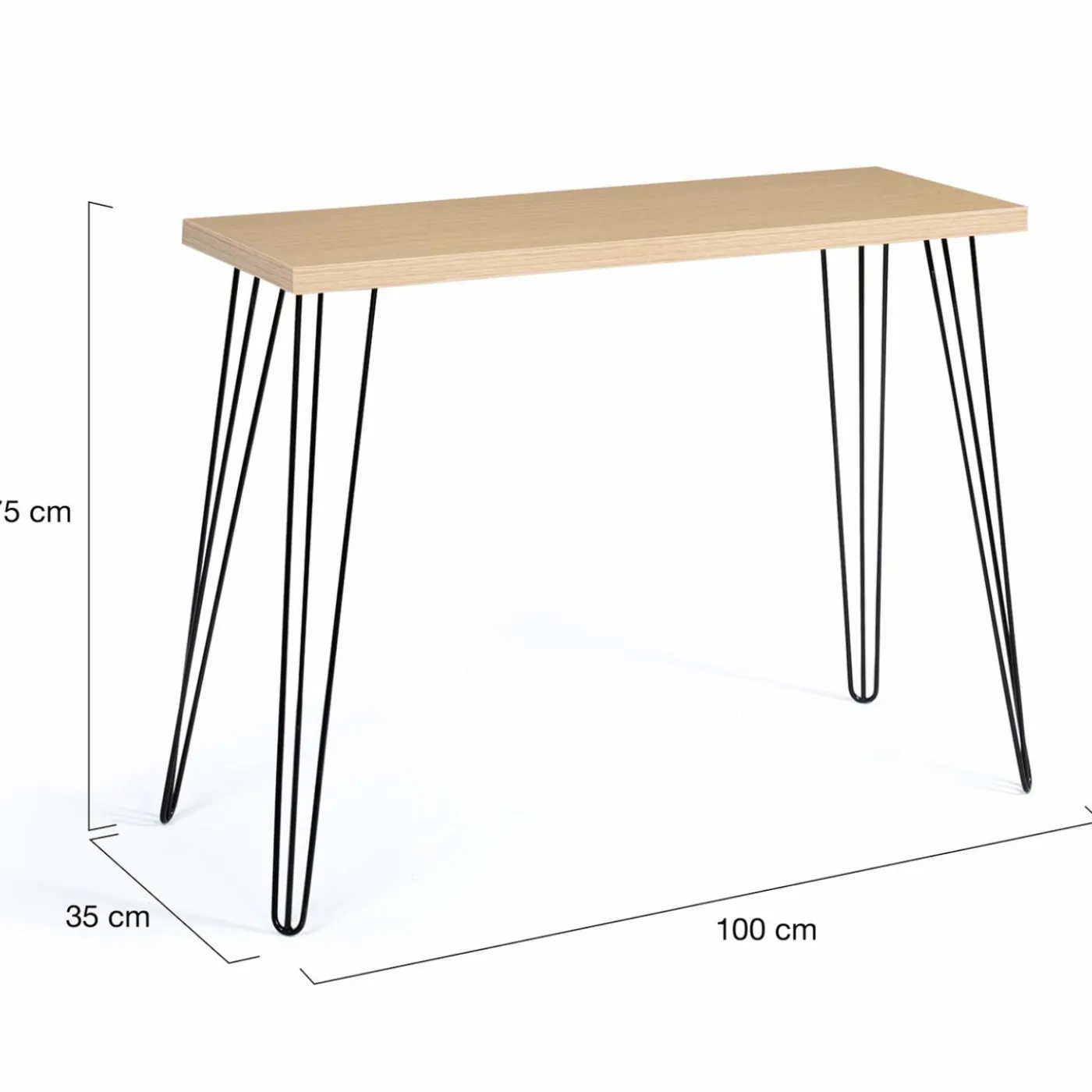 Console vintage bois pieds épingle