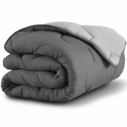 Couette bicolore 140x200 gris foncé et gris clair
