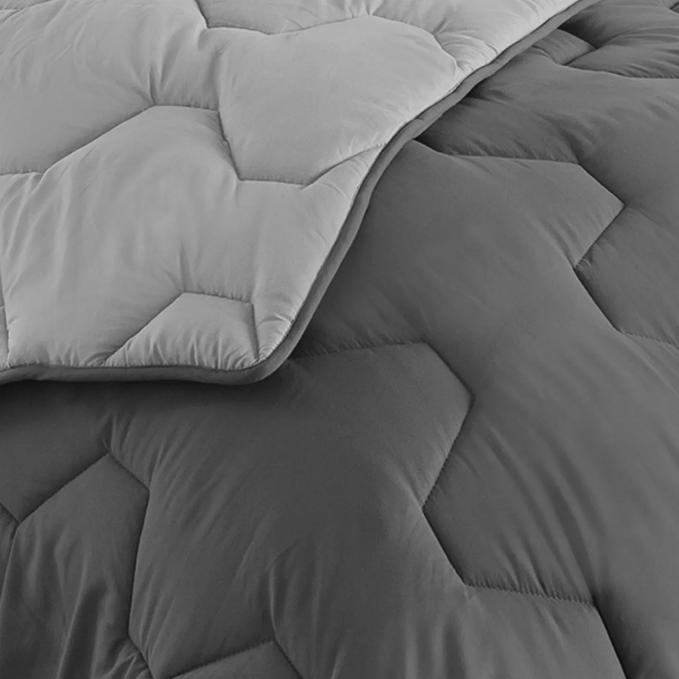 Couette bicolore 140x200 gris foncé et gris clair